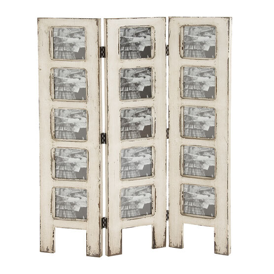 White Wood Farmhouse Room Divider Screen, 51 " x 1 " x 27 ", GOLD, hi-res image number null