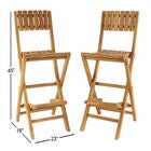 Set Of 2 Brown Teak Wood Traditional Bar Stool, , alternate image number null