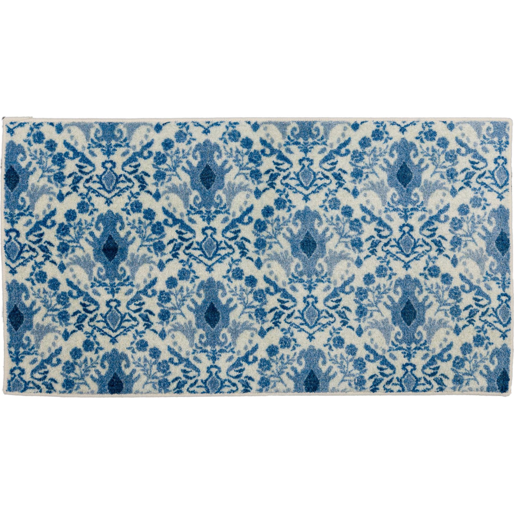 Damask Tile Navy Kitchen Rug, NAVY, hi-res image number 0