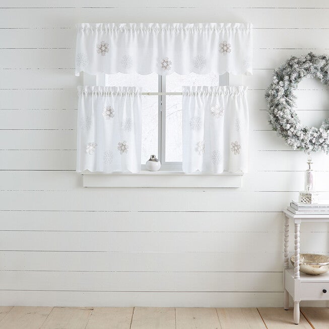 SnowFlake Applique Cafe Curtains, , hi-res image number null