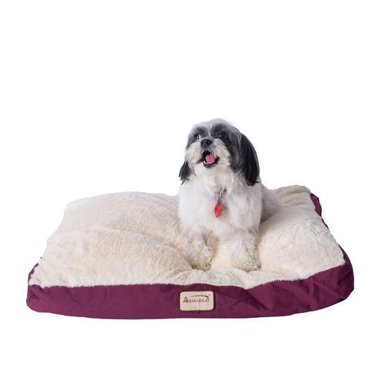 Medium Pet Bed, Dog Crate Mat With Poly Fill Cushion & Removable Cover, IVORY BURGUNDY, hi-res image number null