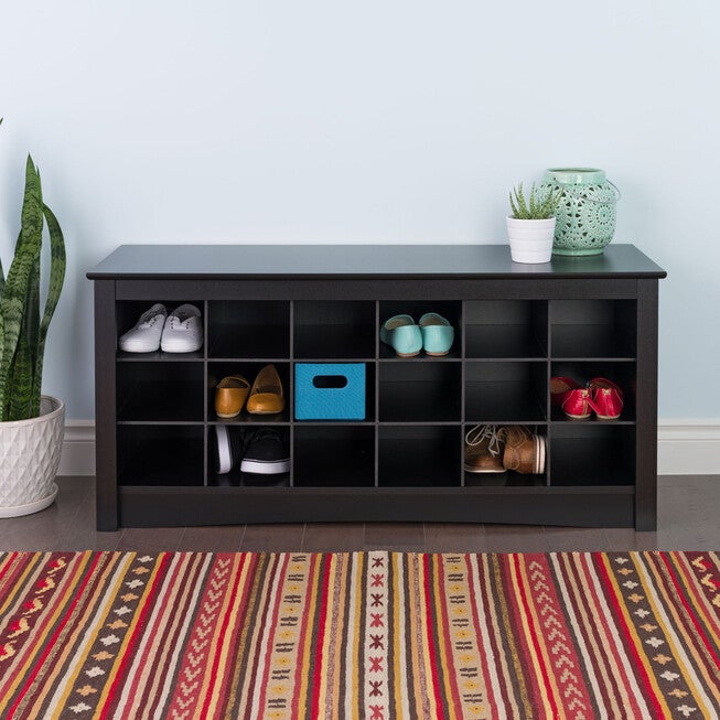 Shoe Storage Cubbie Bench , BLACK, hi-res image number 0