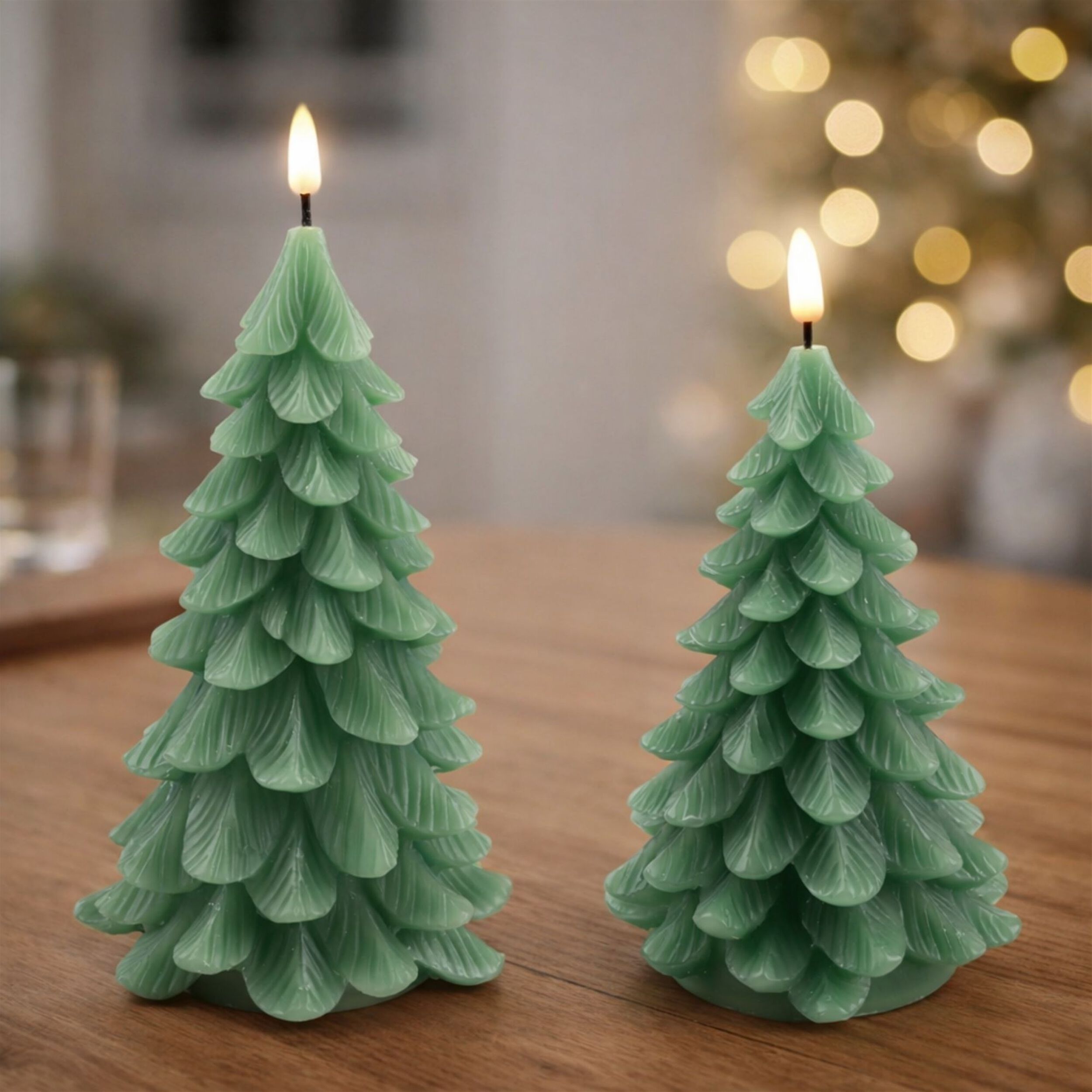 LED Pine Tree Candle (Set of 2), GREEN, alternate image number 1