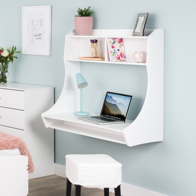 Compact Hanging Desk, White, WHITE, hi-res image number null