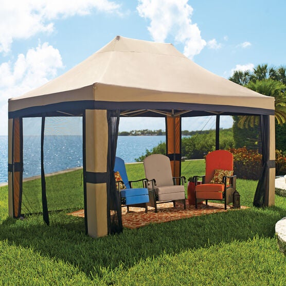 Oversized 10&apos;x20&apos; Instant Pop Up Gazebo with Screen, TAUPE