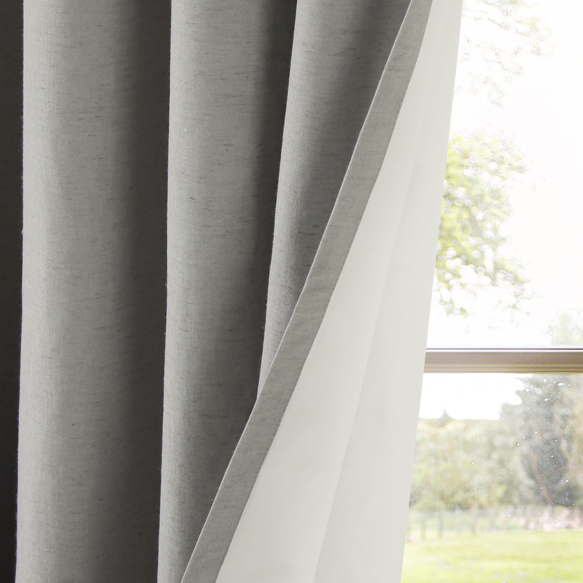 Blackout Linen Blend Grommet Panel Pair, GREY, on-hover image number 1