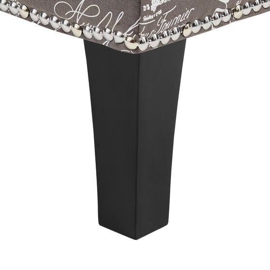 Stephanie Ottoman Grey Linen With Script, , alternate image number null