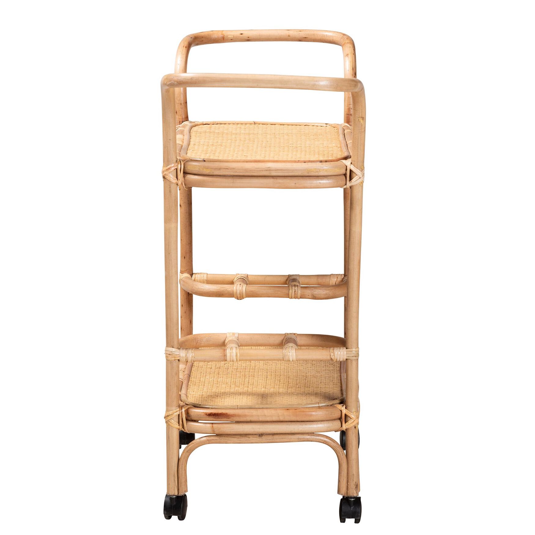 Hadia Modern Bohemian Natural Brown Rattan Wine Cart, , alternate image number 2