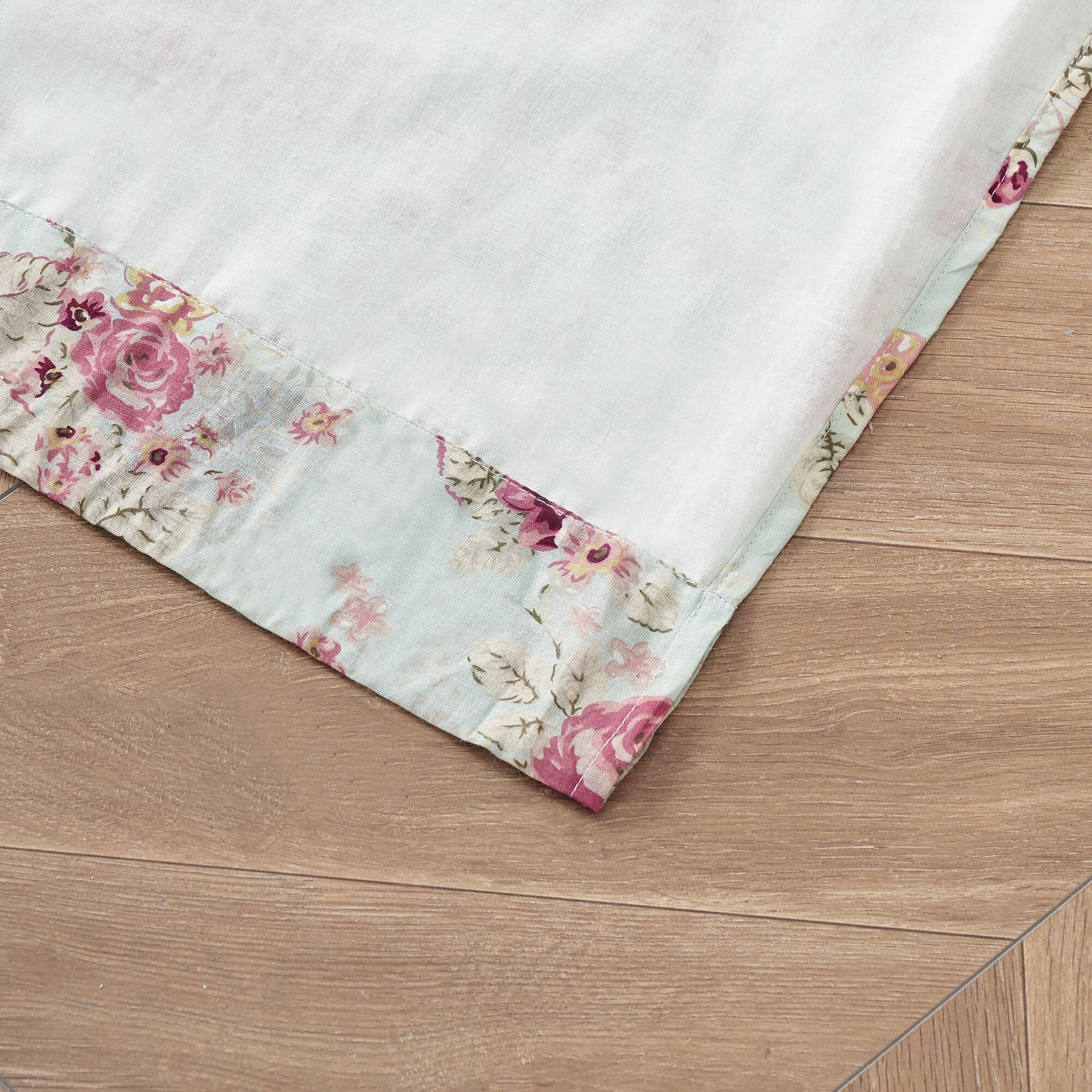 Antique Rose Window Valance Curtains, Ecru, BLUE, on-hover image number 1