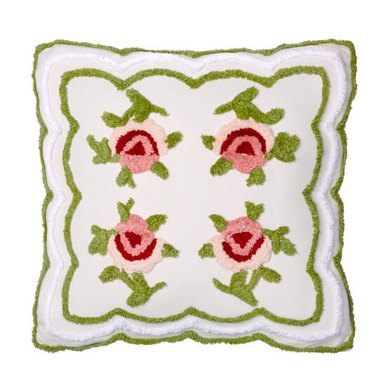 Samantha Chenille 18"Sq. Pillow, IVORY GREEN Samantha Chenille 18"Sq. Pillow, IVORY GREEN