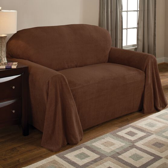 Coral Fleece Throw Loveseat Furniture Cover, COFFEE, hi-res image number null