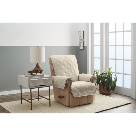 Hampton Diamond Secure Fit Recliner Furniture Cover, SAND, hi-res image number null