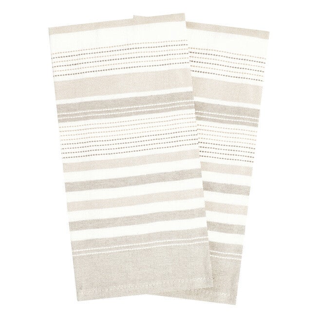 Skipping Stripe Dual Kitchen Towels, Set Of 2, TOAST, hi-res image number 0