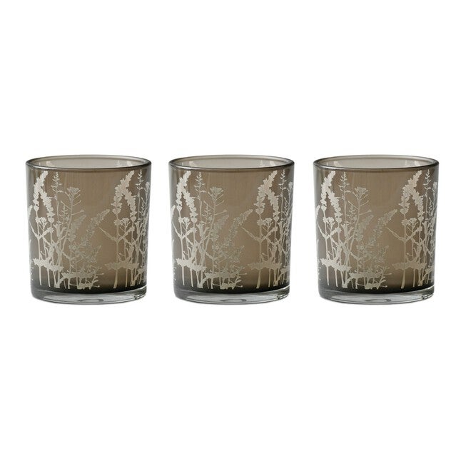 Wildflower Glass Candle Holder (Set of 3), GREY, hi-res image number 0