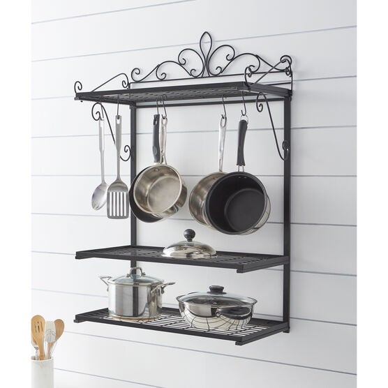 Scroll Wall-Mounted Pot Rack, BLACK