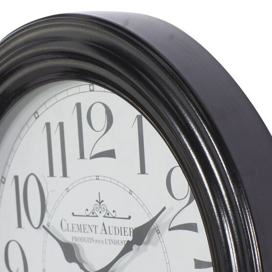 Round Black Wood Clement Audierne Wall Clock, , alternate image number null