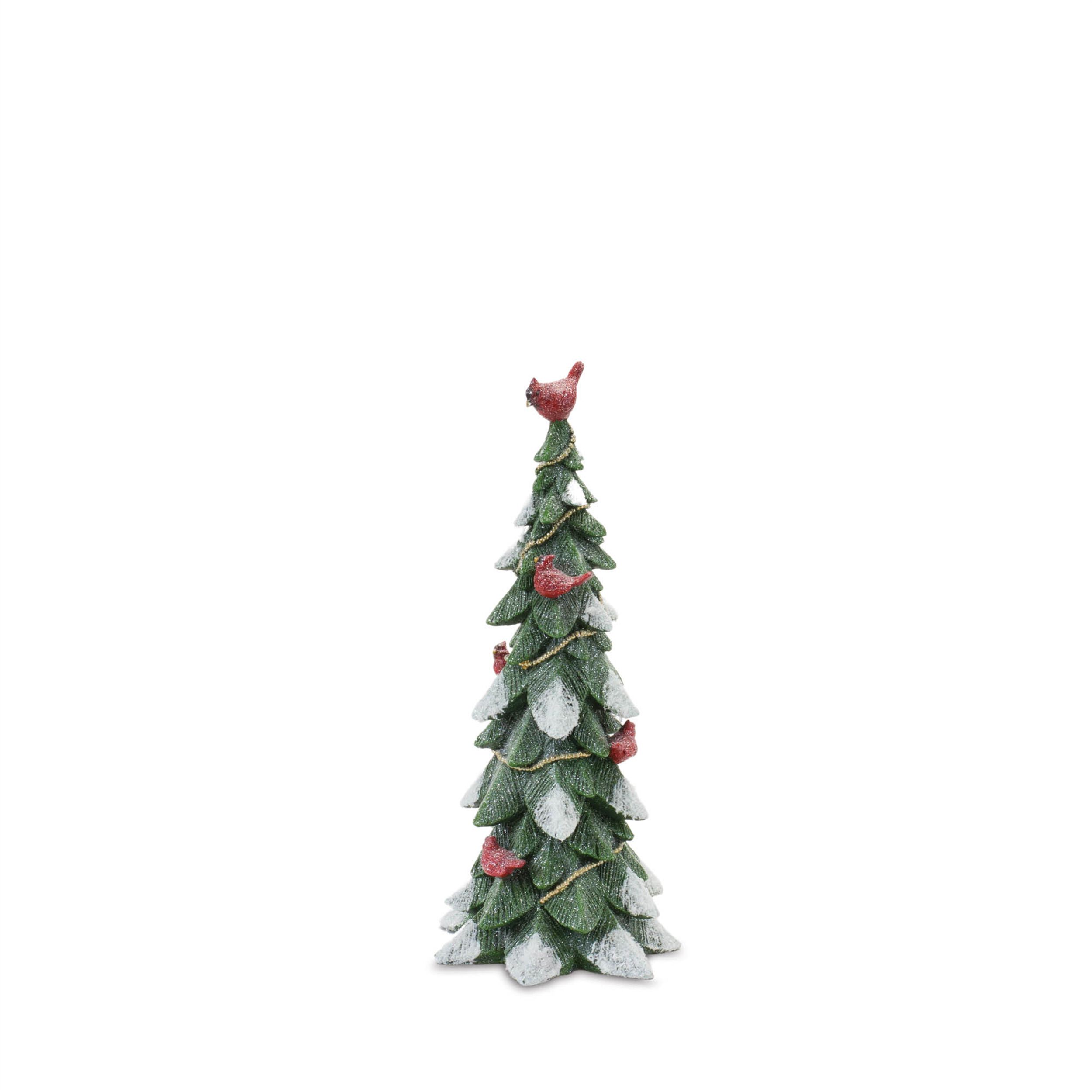 Frosted Cardinal Pine Tree (Set of 3), WHITE GREEN RED, alternate image number 5