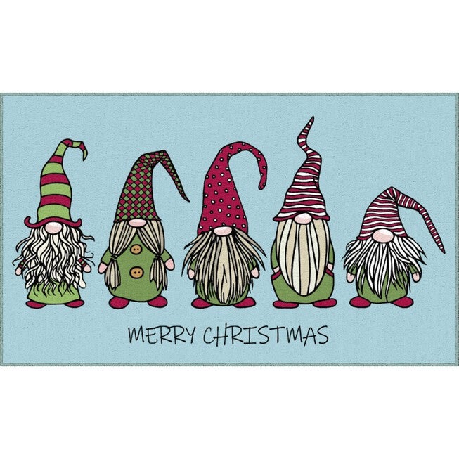 Christmas Gnomes Light Blue Kitchen Rug, LIGHT BLUE, hi-res image number 0