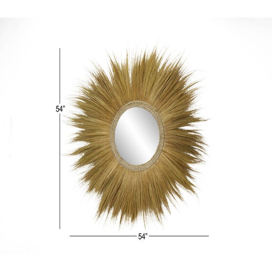 Brown Boho Style Sea Grass Wall Mirror, , alternate image number null