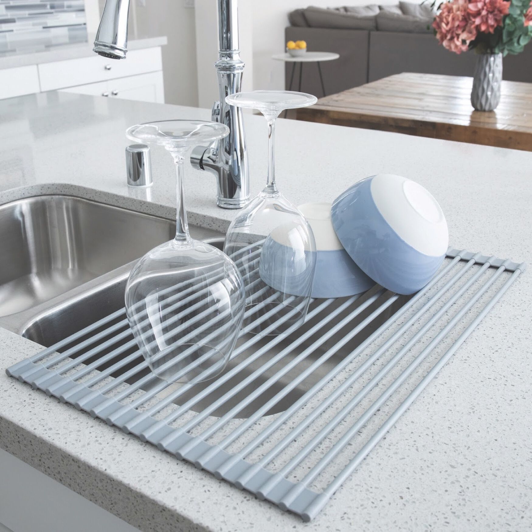 Over Sink Roll-Up Drying Rack, GRAY, hi-res image number 0