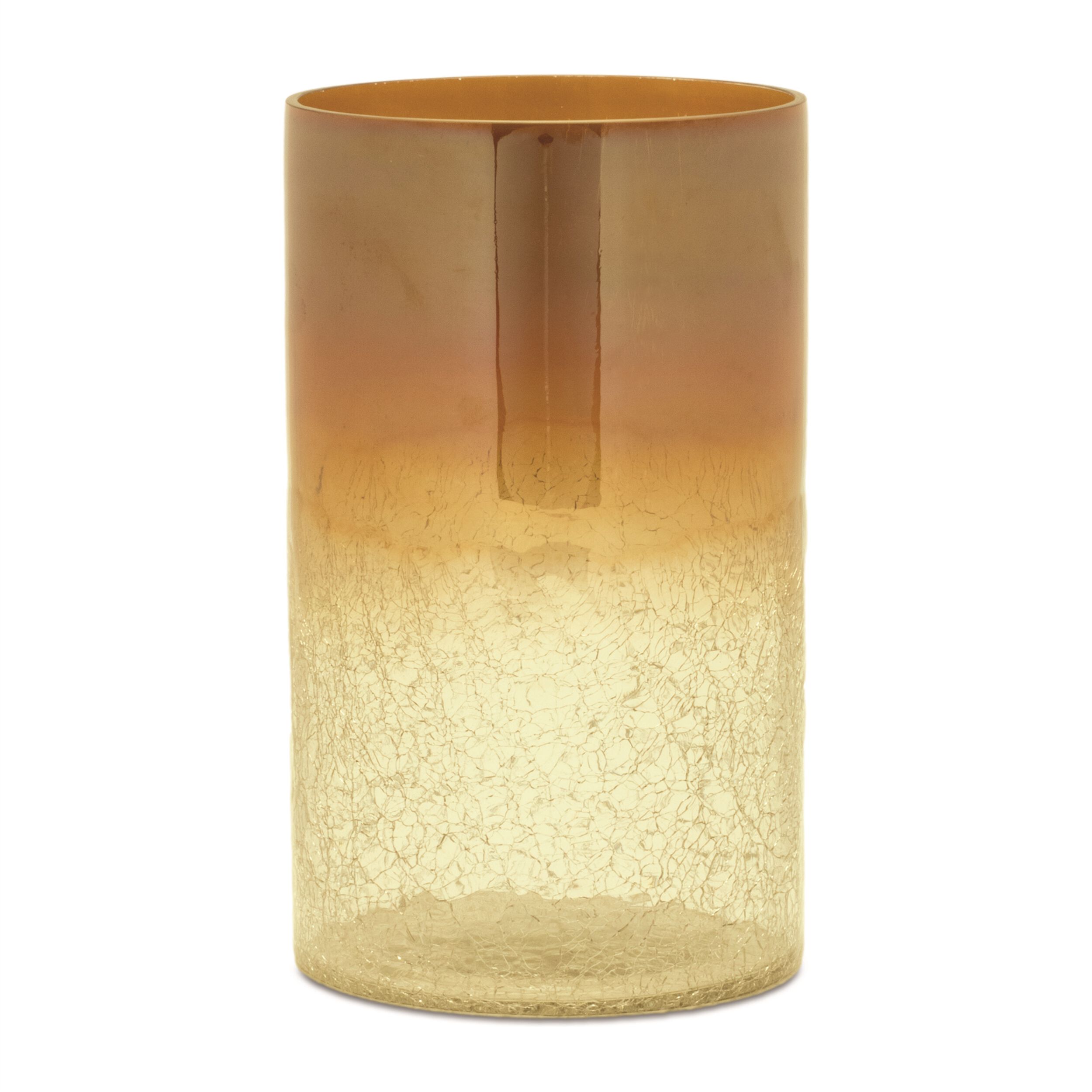 Ombre Crackle Glass Vase Set of 2, GOLD, hi-res image number 0