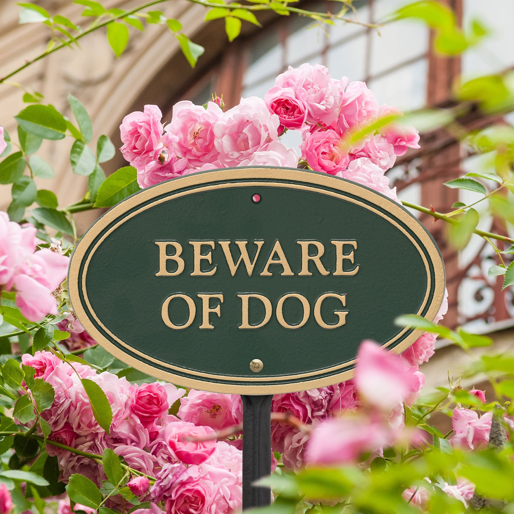Beware of Dog Oval Wall/Lawn Statement Plaque, , alternate image number 3