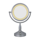 Round Dual-Sided Lighted Vanity Mirror 8X/1X, NICKEL, hi-res image number null
