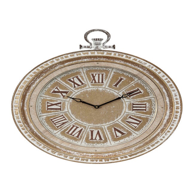 Beige Vintage Metal Wall Clock, , alternate image number 2