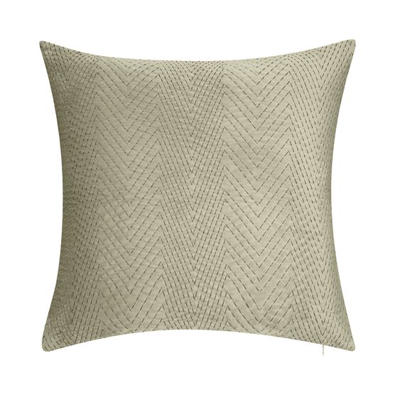 Velvet Embroidered Chevron Decorative Pillow , MUSHROOM, hi-res image number null