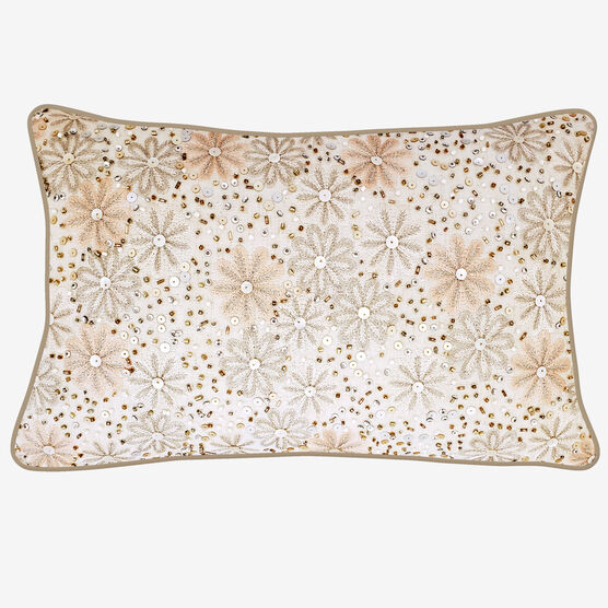Metallic Floral Decorative Pillow, OYSTER PINK, hi-res image number null