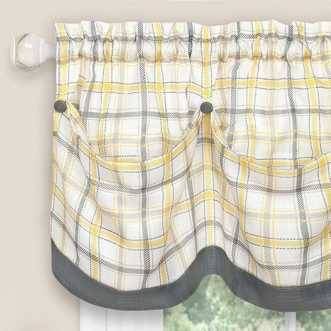 Tattersall Window Curtain Tier Pair and Valance Set - 58x24, , on-hover image number null