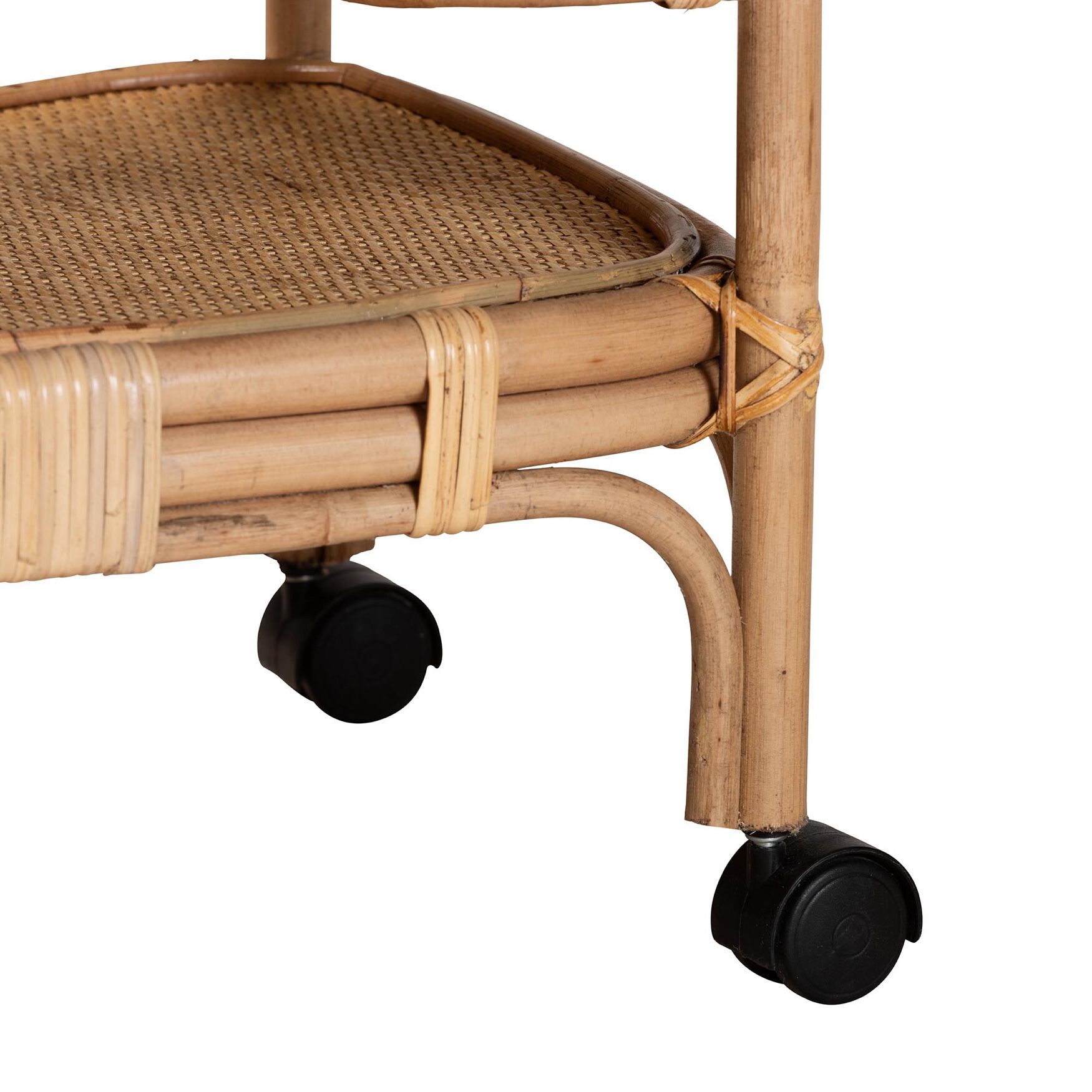 Hadia Modern Bohemian Natural Brown Rattan Wine Cart, , alternate image number 5