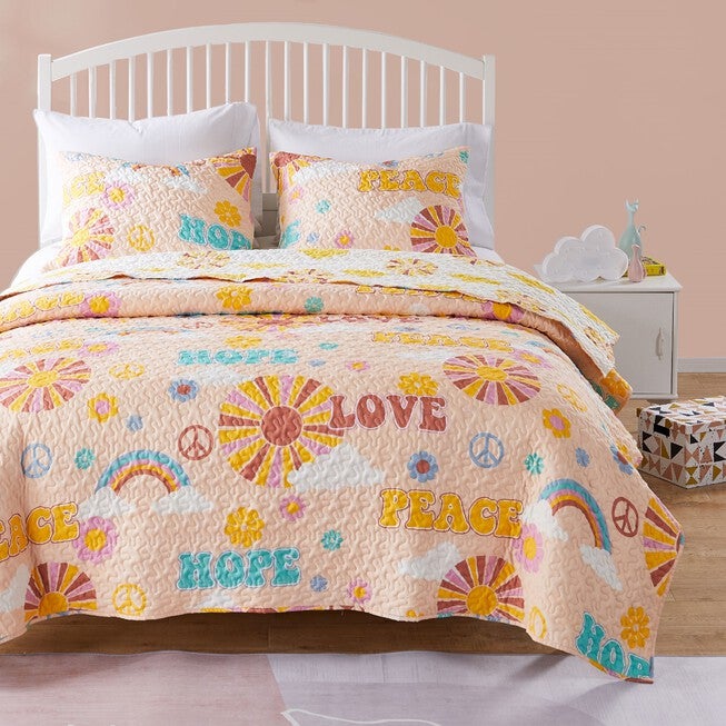 Cassidy Quilt and Pillow Sham Set, PEACH, hi-res image number 0