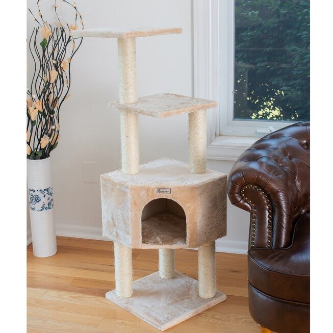 Gleepet 48 inches Real Wood Cat Tree With Perch And Playhouse, , alternate image number 2