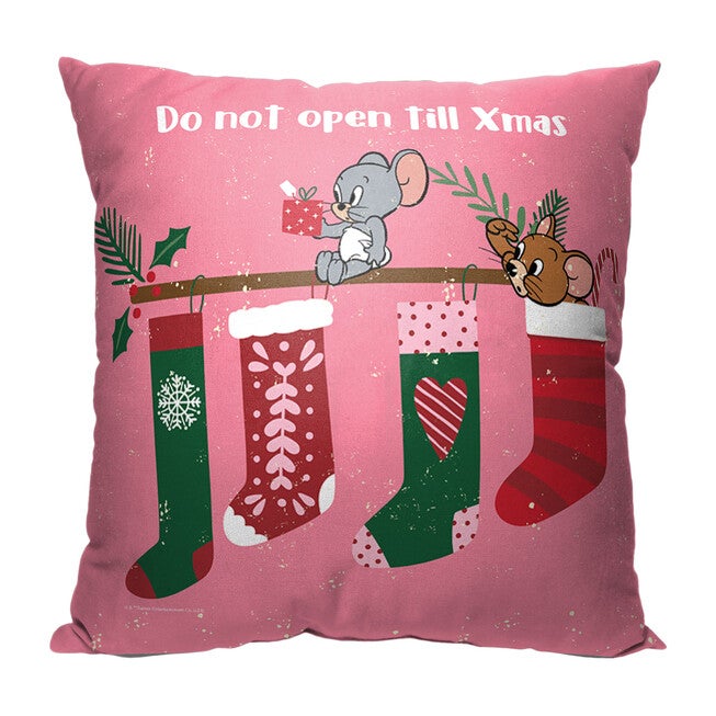 Wb Tom And Jerry Don’T Open Till Xmas 18X18 Printed Throw Pillow, , on-hover image number null