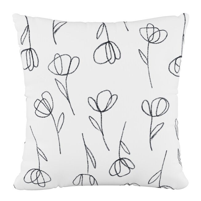 Contoured Tulips Fluffed Polyester 18 inchesSq. Pillow, WHITE, hi-res image number null