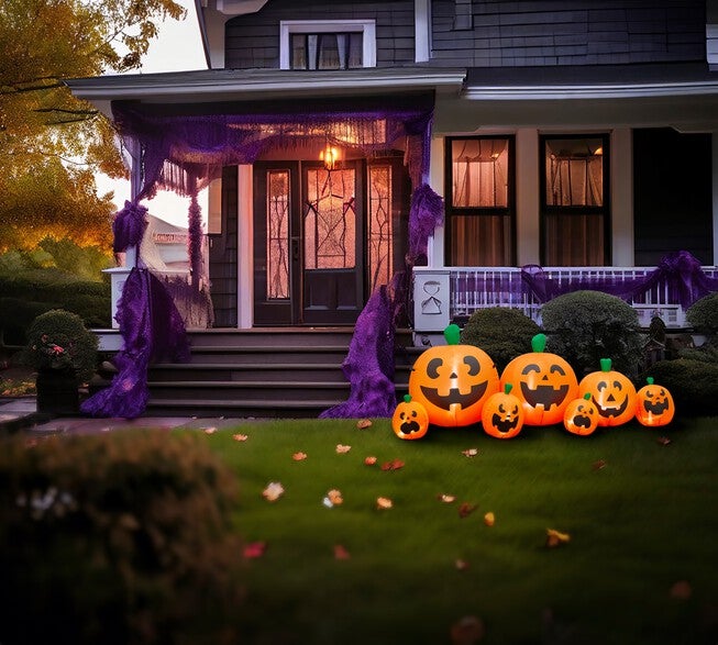 7 1/2' Jack-O-Lantern Inflatables, Set of 7, , alternate image number null