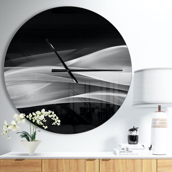 Glittering Silver Pattern Modern Wall Clock, SILVER, hi-res image number null