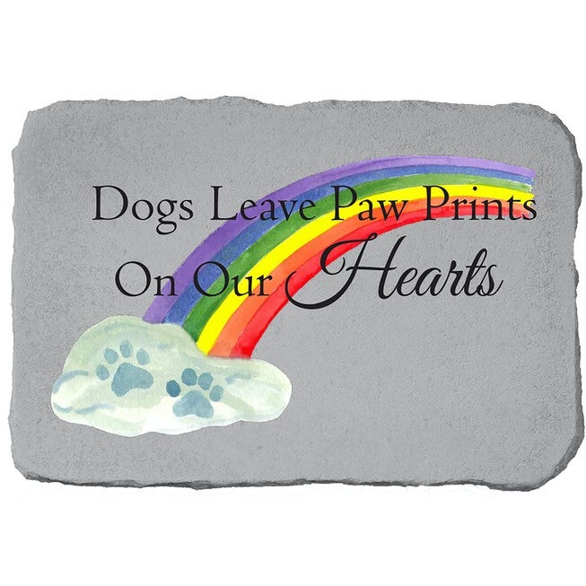 Dogs Leave Paw Prints Rainbow Garden Memorial Accent Stone, GREY, hi-res image number null