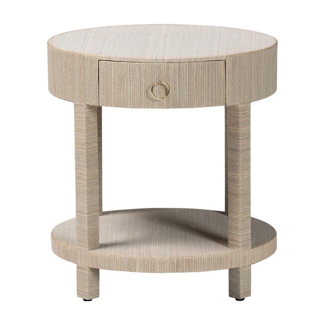 Sadia Bohemian Woven Natural Grasscloth 1-Drawer Nightstand, NATURAL/GOLD, alternate image number null