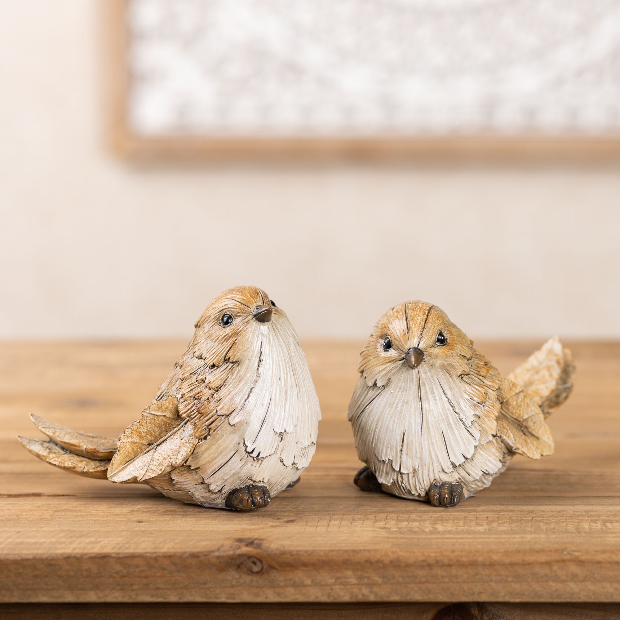 Bird (Set of 2) 3.25 inchesH, 3.5 inchesH Resin, GREY/BROWN, alternate image number 1