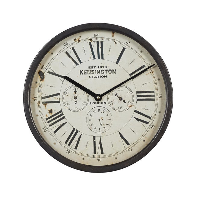Brown Vintage Metal Wall Clock, BROWN, hi-res image number 0