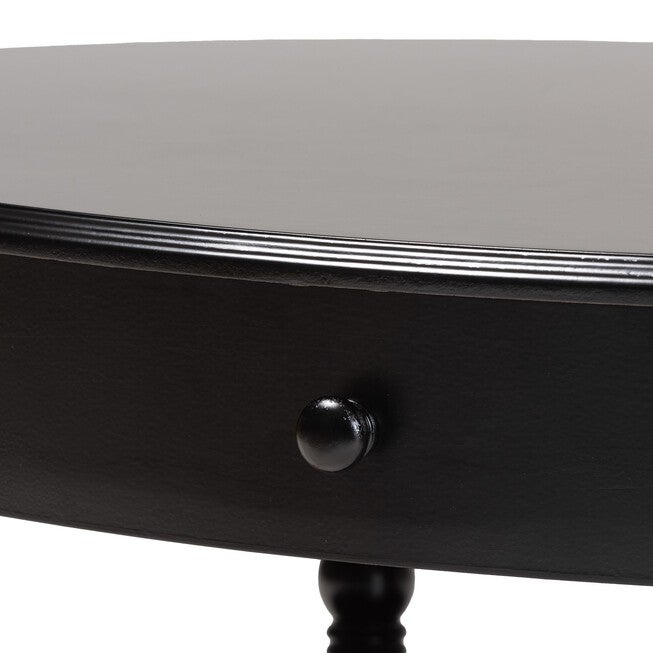 Malinda Classic Black Wood 1-Drawer Coffee Table with Spindle Legs, BLACK, alternate image number null