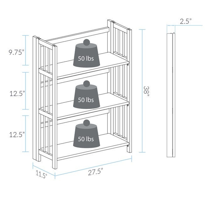3-Shelf Folding Stackable Bookcase 27.5 inches Wide-White, , alternate image number 6