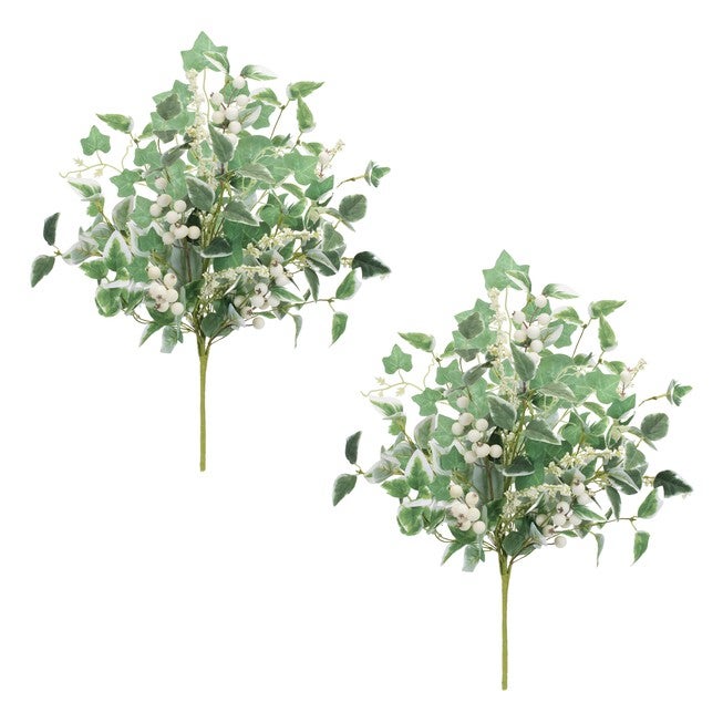 Mixed Ivy Foliage Berry Bush (Set of 2), GREEN/WHITE, alternate image number null