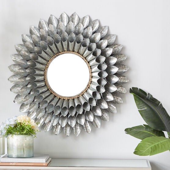 Grey Contemporary Metal Wall Mirror, , alternate image number null