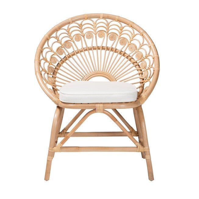 Abriella Modern Bohemian Natural Brown Rattan Peacock Accent Chair, , on-hover image number null