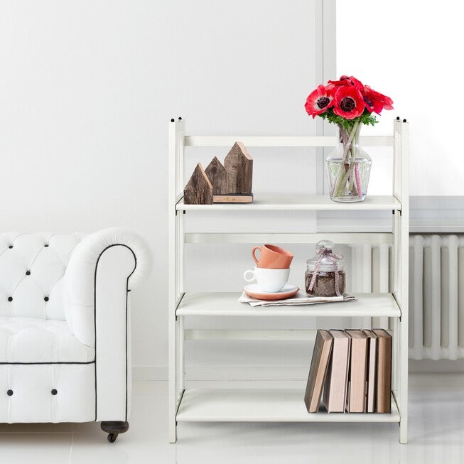 3-Shelf Folding Stackable Bookcase 27.5 inches Wide-White, , alternate image number 5