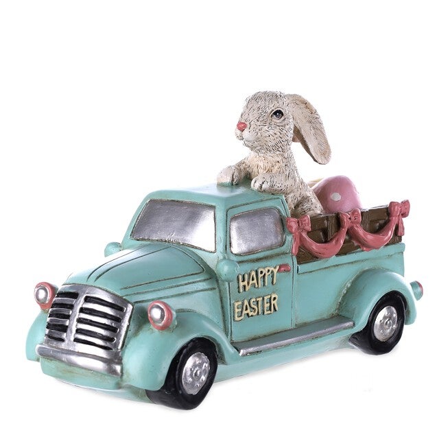 Easter Bunny in Car Figurine 9.5 inchesL, BLUE, hi-res image number null