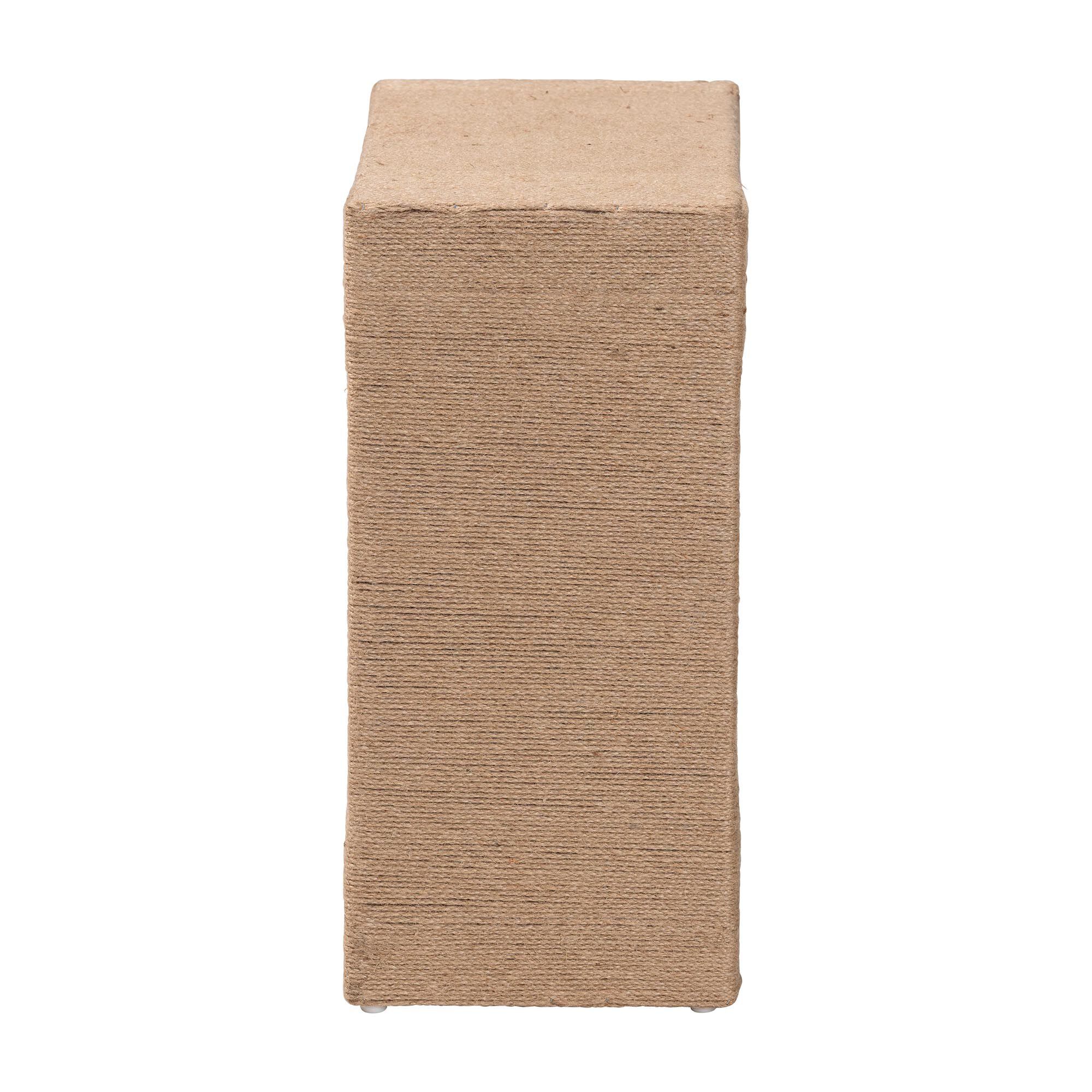 Adonica Modern Bohemian Natural Brown Jute and Wood End Table, BROWN, alternate image number 4